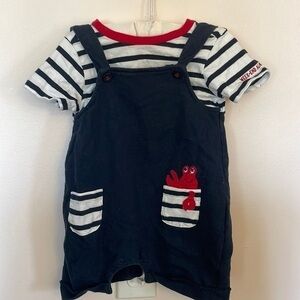 Adorable one piece faux overall lobster baby outfit